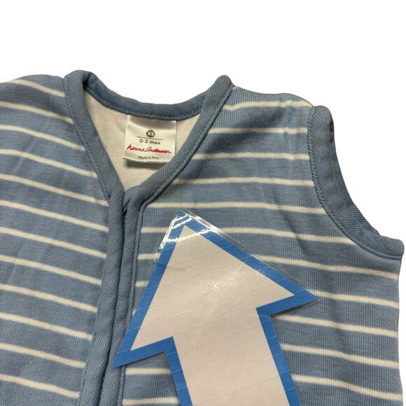 HANNA ANDERSSON 100% Organic Cotton Wearable Blanket 0-3 Month Blue White Stripe - Picture 6 of 6
